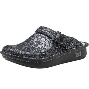Alegria Seville Leather Chrome Bloom Leather Clog Size EU38/US 8-8.5
